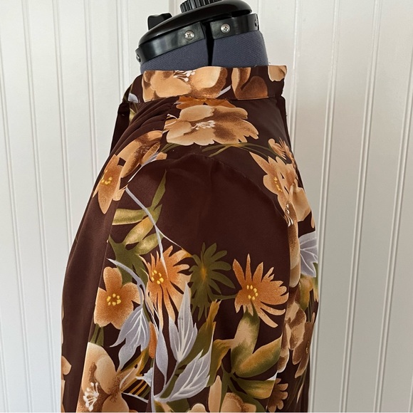 Vintage 60s 70s Brown Hawaiian Dress Casual Mumu MuuMuu House Dress Nightgown - Picture 9 of 14